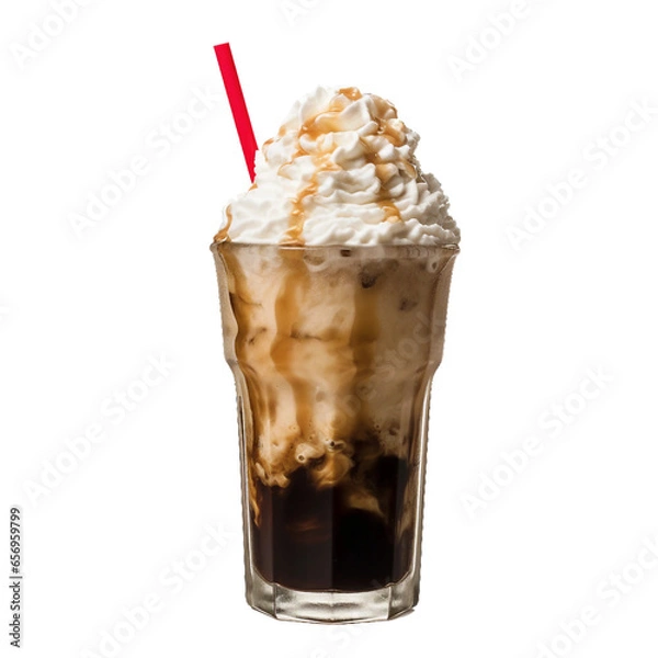 Fototapeta Root Beer Float, transparent background, isolated image, generative AI
