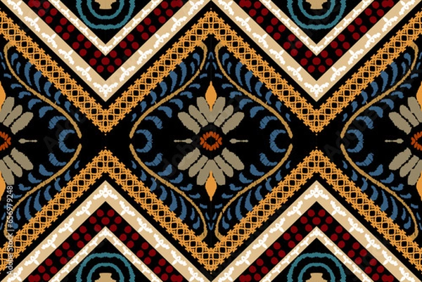 Fototapeta Beautiful Ethnic abstract ikat art. Seamless Kasuri pattern in tribal,folk embroidery,and Mexican style.Aztec geometric art ornament print.Design for carpet,wallpaper, clothing,wrapping,fabric,cover