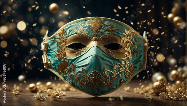 Fototapeta concept of the idea of protecting a mask from viruses. various medical masks that save you from infection
