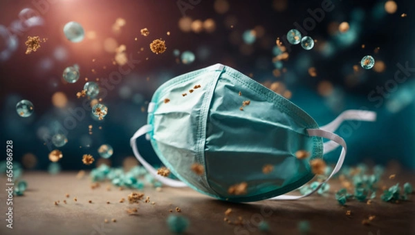 Fototapeta concept of the idea of protecting a mask from viruses. various medical masks that save you from infection