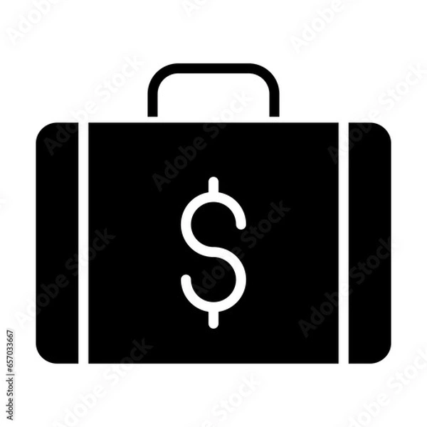 Fototapeta Solid Briefcase Dollar icon