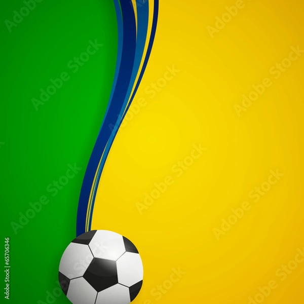 Fototapeta Vector Illustration of a Soccer Background with Brazil Colors
