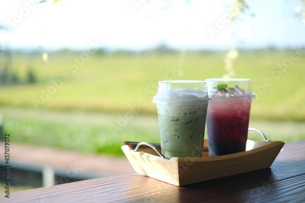 Obraz cold drink  at the nature background