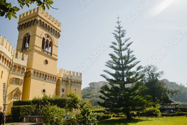 Fototapeta Arenzano, Palazzo Comunale in Genoa. The facade of an ancient historical building at sunset