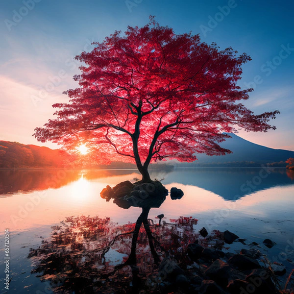 Fototapeta 湖の桜