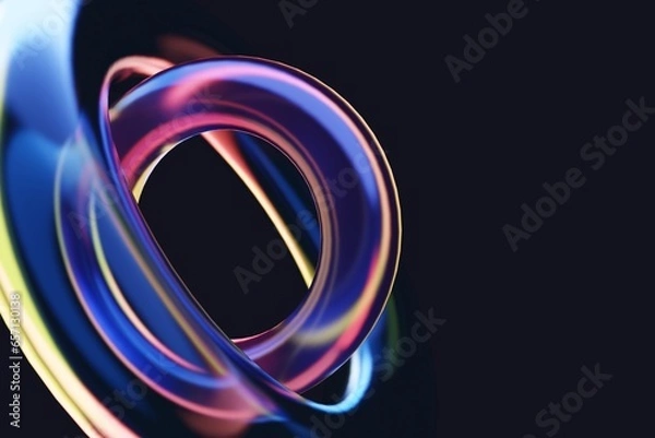 Obraz abstract torus ring bubble glass background in 3d render design.