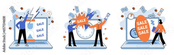 Fototapeta Promotion discount sale. Vector illustration. Sales index, scoreboard displaying business performance Forecast of future sales, fortune teller predicting revenue possibilities Flash sale online