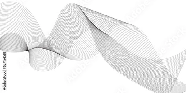 Fototapeta Abstract wavy technology curve lines on transparent background isolated. Grey wave swirl, frequency sound wave, twisted curve lines with blend effect. Abstract business wave lines. vector illustration