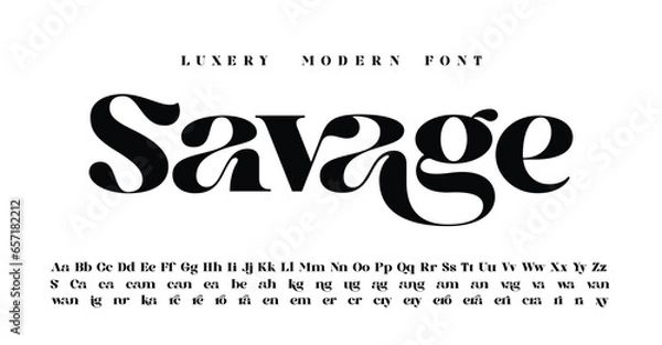 Fototapeta Bold Serif Font in modern style with a big set of different ligatures, this typeface can be used for logos