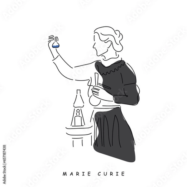 Obraz vector art of Manahel thabet who is a mathematician . Empowered muslim women. Women's day concept art.
