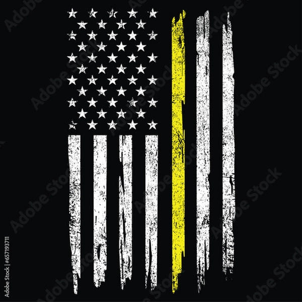 Fototapeta Thin Yellow Line Flag Emergency Dispatchers Flag T-Shirt Vector, Dispatcher Shirt, 911 dispatcher Tee dispatch SVG, distressed flag SVG, dispatcher shirt,	