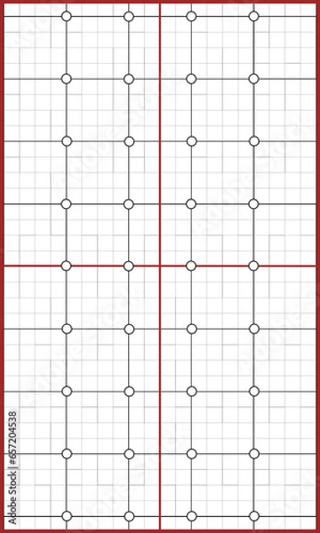 Fototapeta Posture analysis grid chart with circles