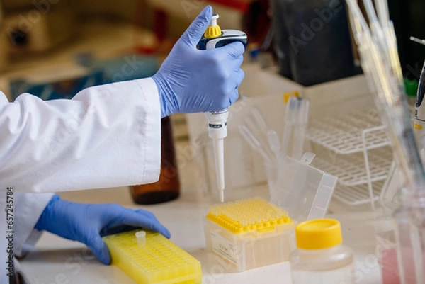 Obraz scientist working with chemicals