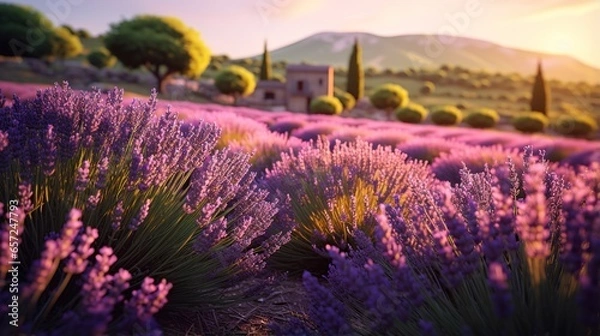 Obraz lavender field at sunset