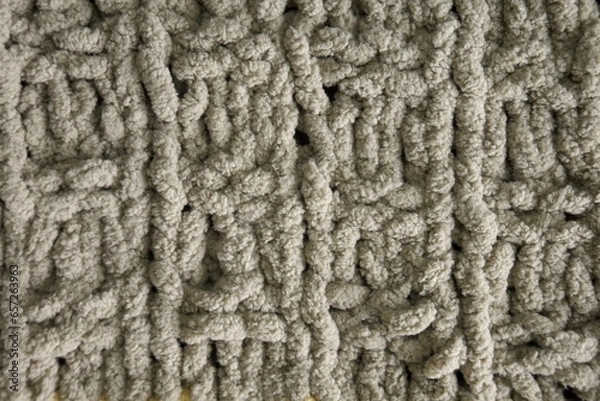 Obraz Dark brown handmade knitting blanket background.