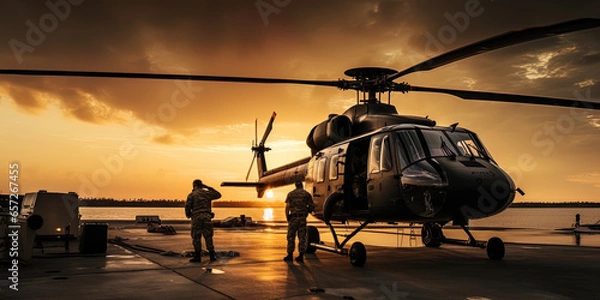 Fototapeta helicopter in flight, generative ai