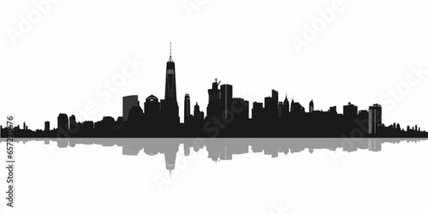 Fototapeta New York city skyline, city skyline silhouette illustration.