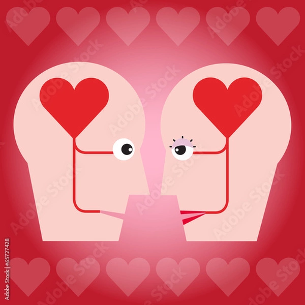 Obraz The couple with heart in head concept