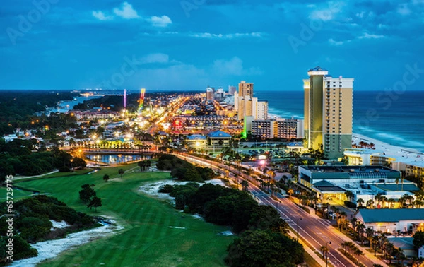 Obraz Panama City Beach, Florida, view of Front Beach Road at night du