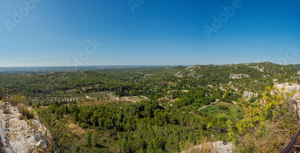 Obraz Panorama of the countryside seen on the Alpilles massif. Leases of Provence, Bouches-du-Rhône, France