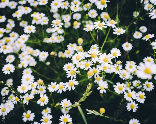 Obraz Landscape Of Field Of White And Yellow Daisies