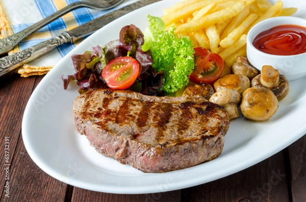 Fototapeta Steak and Chips