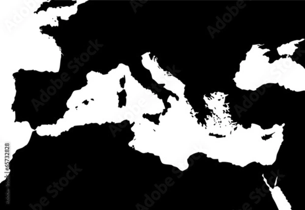 Obraz High detailed vector map - Mediterranean.