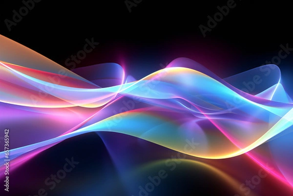 Fototapeta Beautiful digital space waving background, Generative AI