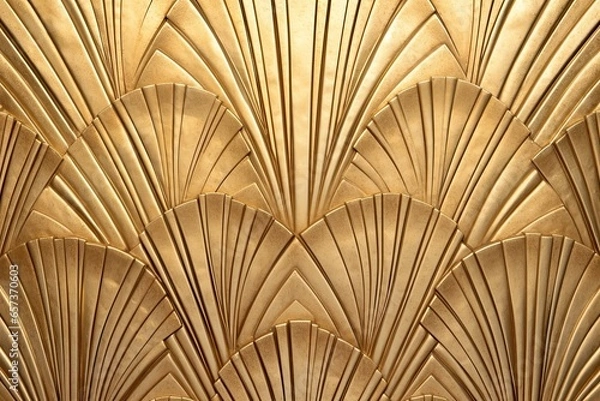 Fototapeta Timeless Elegance: Gold Abstract Background Inspired by Art Deco Interior, generative AI