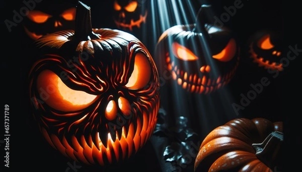 Obraz scary Halloween pumpkins