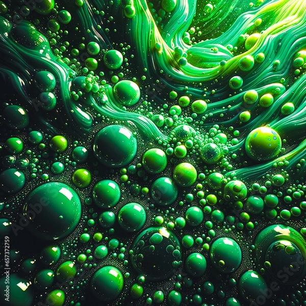Obraz abstract green ethereal background with bubbles