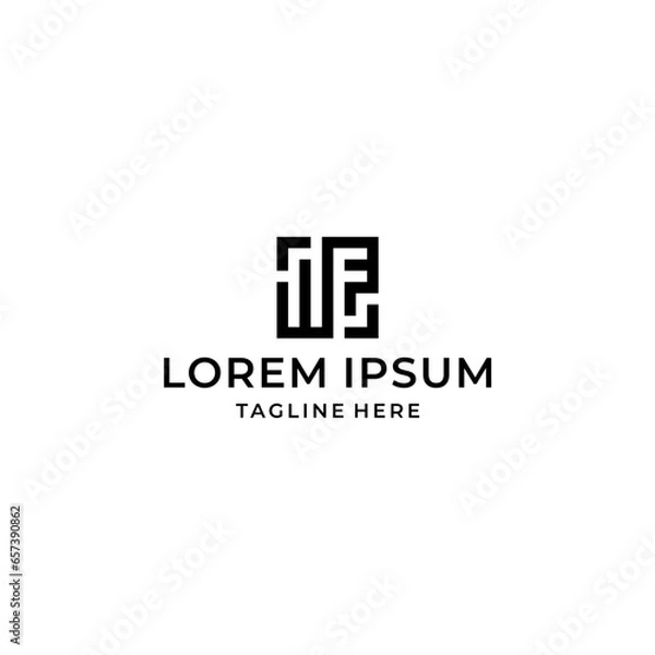 Fototapeta w f wf initial square logo design vector template