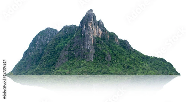 Obraz The mountain is a set of isolated islands on a white background with a trail.