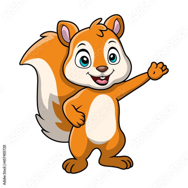 Obraz Cute squirrel cartoon on white background