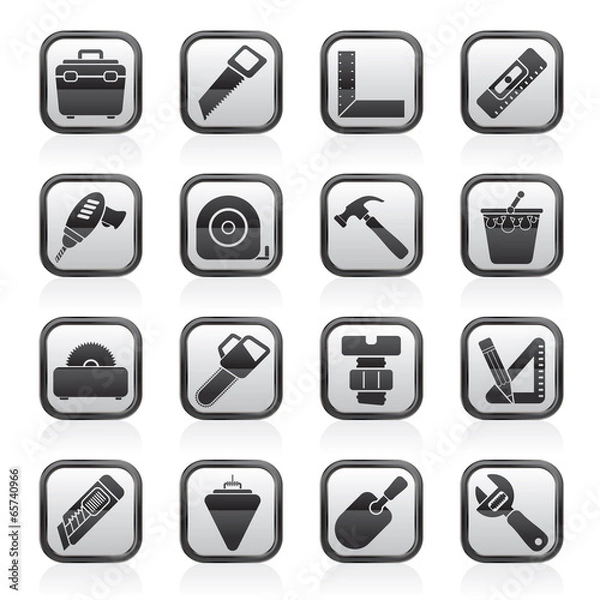 Fototapeta Construction objects and tools icons- vector icon set