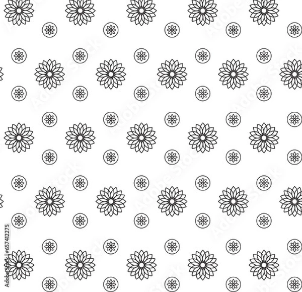 Fototapeta Digital png illustration of black pattern of repeated flowers on transparent background