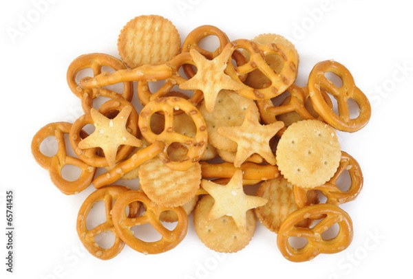Fototapeta mixed crackers on white background