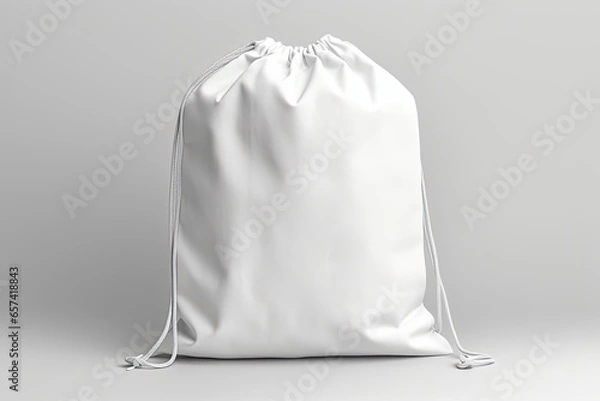 Obraz white drawstring bag isolated on a white background