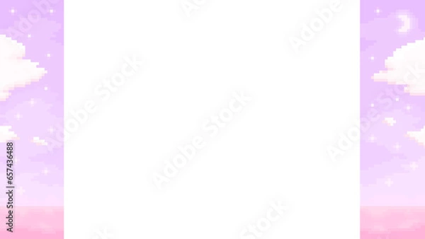 Fototapeta ピクセルアートな夕暮れレトロフレーム♪PNG