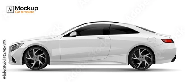 Fototapeta Vector editable realistic mockup car template.