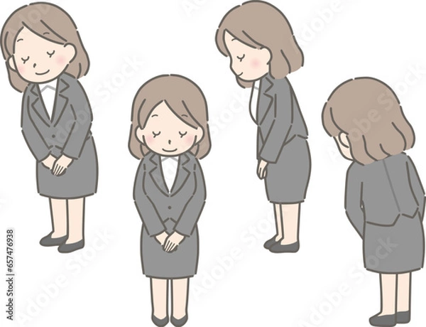 Obraz お辞儀する若い女性（スーツ）