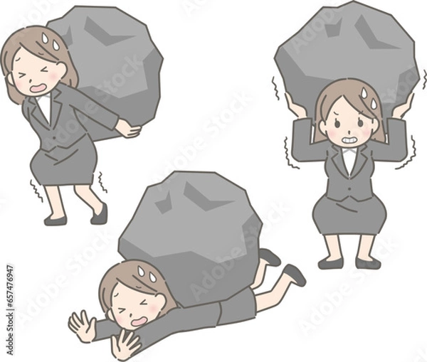 Obraz 岩に苦しめられる若い女性（スーツ）