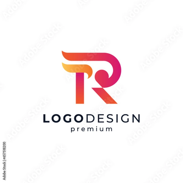 Obraz abstract letter R with fire and bird for business and finance logo design