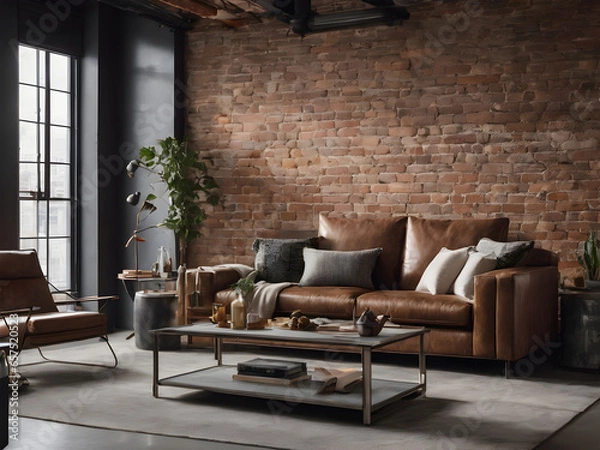 Fototapeta modern living room interior. Generative AI