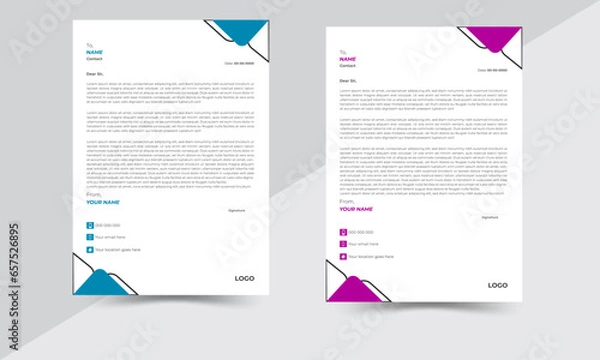 Fototapeta  Simple, creative, modern, unique & clean letterhead  design set a4 sizes.