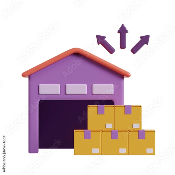 Obraz Warehouse Dispatch with Packages Illustration 3d icon