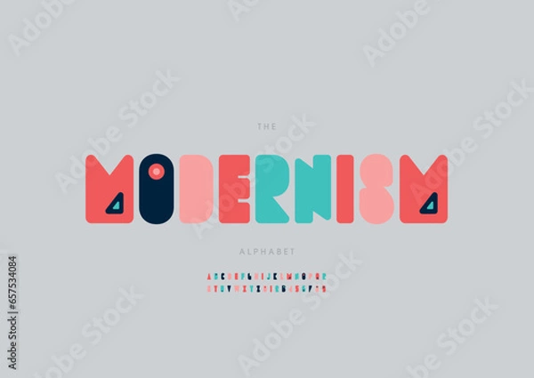 Fototapeta Vector of stylized modern font and alphabet