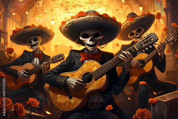 Obraz skull mexican mariachi