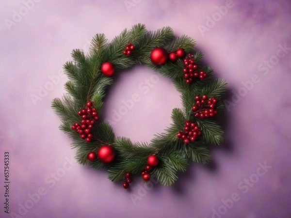 Fototapeta Decorative christmas wreath. Xmas celebration. Generative AI