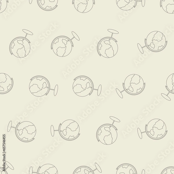 Fototapeta Globe line art seamless pattern. Suitable for backgrounds, wallpapers, fabrics, textiles, wrapping papers, printed materials, and many more.